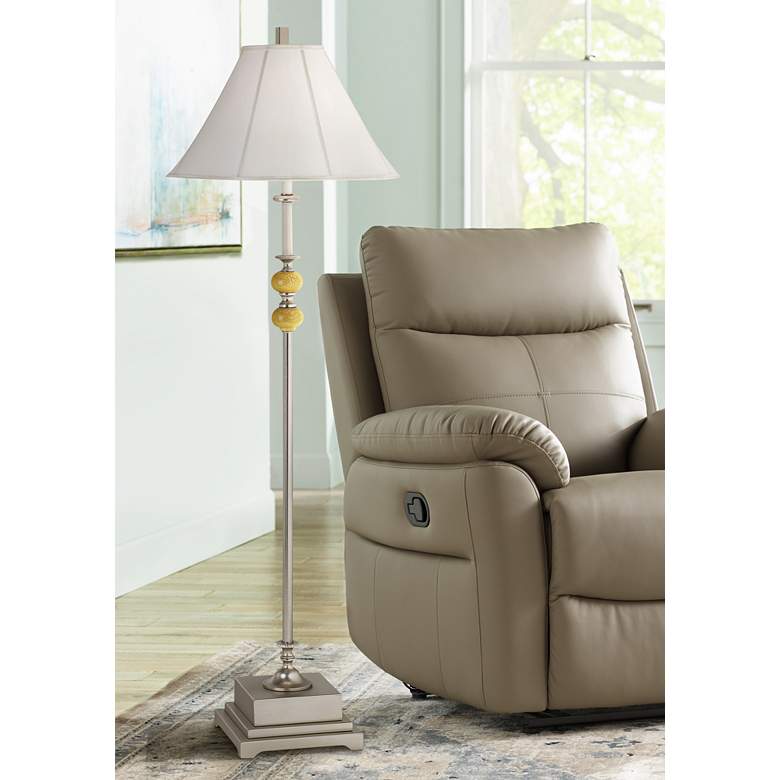 Image 1 360 Lighting 62" Brushed Nickel Crackle Orb Traditional Floor Lamp