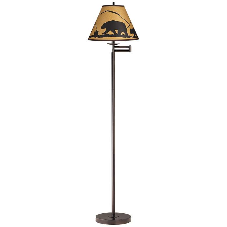 Image 1 360 Lighting 67 1/2" Mountain Bear Rustic Bronze Swing Arm Floor Lamp