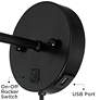 5_360 Lighting 7" High Carla Black Plug-In USB Wall Lamp with Dimmer more views