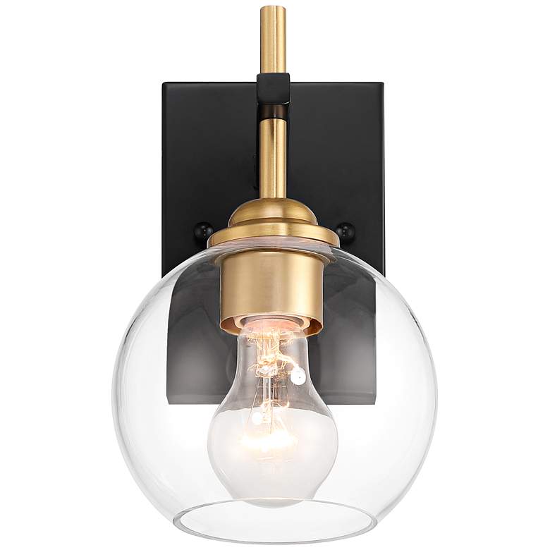 Image 4 360 Lighting 9 3/4" High Black and Gold Glass Globe Wall Sconce Light more views