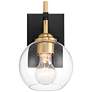 360 Lighting 9 3/4" High Black and Gold Glass Globe Wall Sconce Light