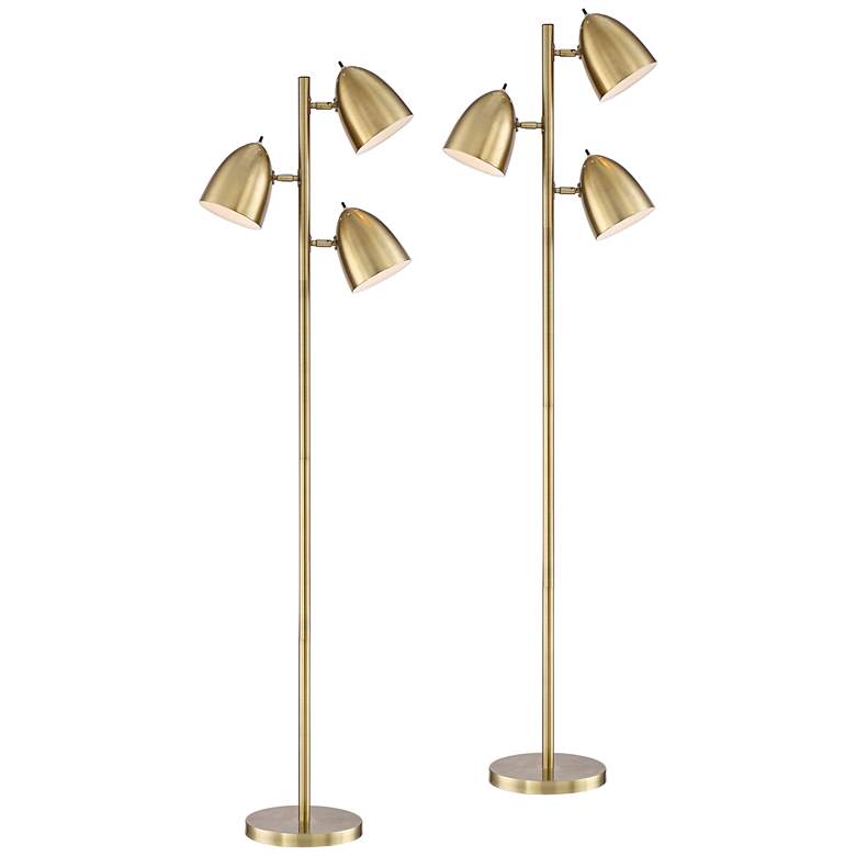 Image 2 360 Lighting Aaron 64 inch Brass 3-Light Modern Floor Lamps Set of 2