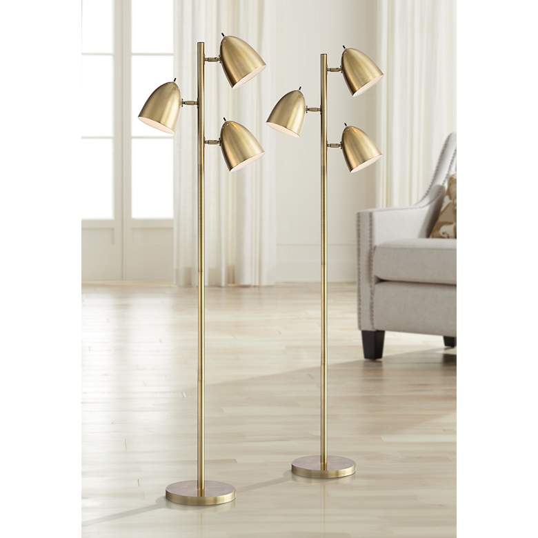 Image 1 360 Lighting Aaron 64 inch Brass 3-Light Modern Floor Lamps Set of 2