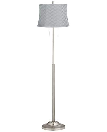 360 Lighting Abba 65" High Brushed Steel Gray Shade Floor Lamp