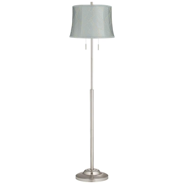 Image 1 360 Lighting Abba 65" High Brushed Steel Espada Blue Shade Floor Lamp