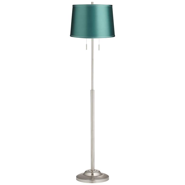 Image 1 360 Lighting Abba 65" High Brushed Steel Soft Teal Shade Floor Lamp