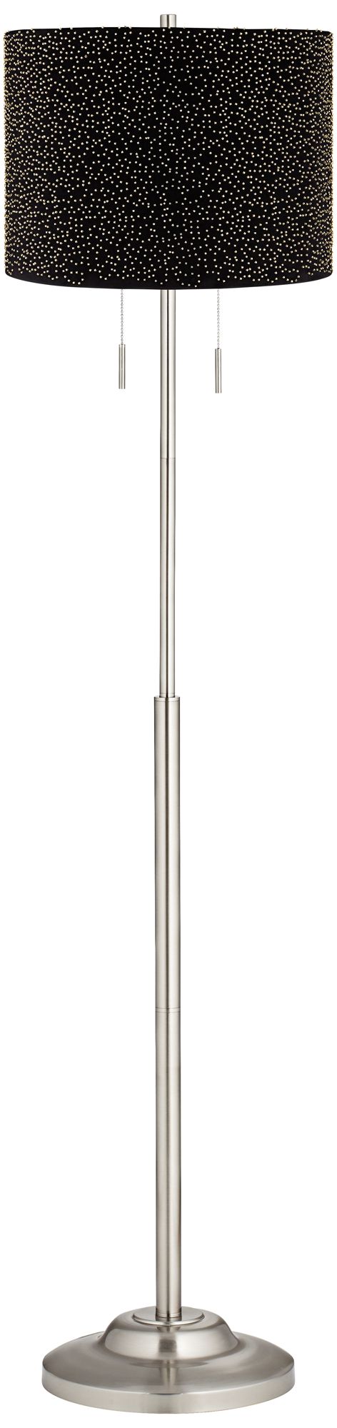 360 Lighting Abba 66 Brushed Steel Floor Lamp with Black Beaded Shade 111X1 Lamps Plus