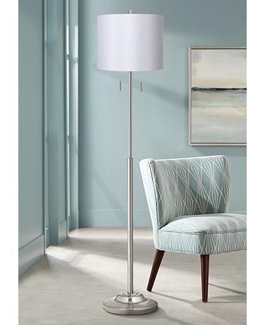 360 Lighting Abba 66" High White Ivory Twin Pull Chain Floor Lamp