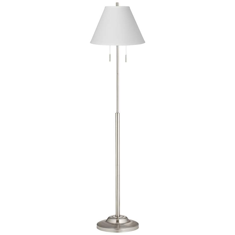 Image 1 360 Lighting Abba 66" Antique White Linen Twin Pull Chain Floor Lamp