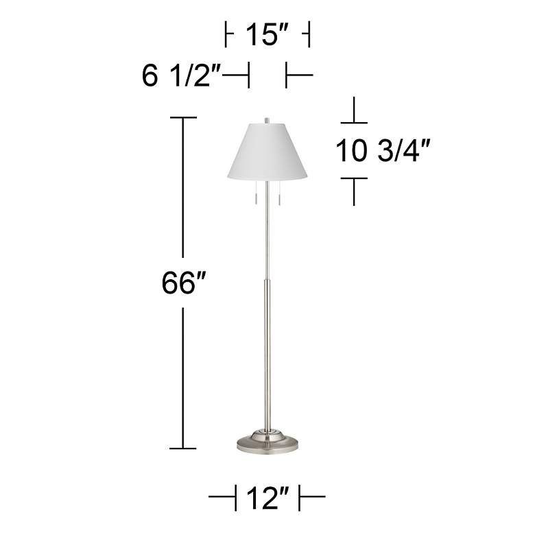 Image 4 360 Lighting Abba 66" Antique White Linen Twin Pull Chain Floor Lamp more views
