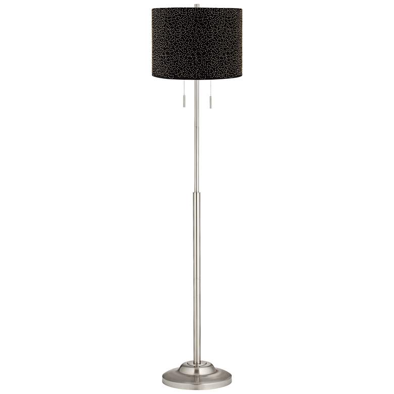 Image 1 360 Lighting Abba 66 inch Brushed Steel Floor Lamp with Black Beaded Shade