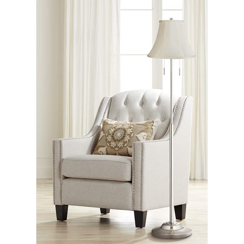 Image 1 360 Lighting Abba 66" Creme Bell and Nickel Pull Chain Floor Lamp