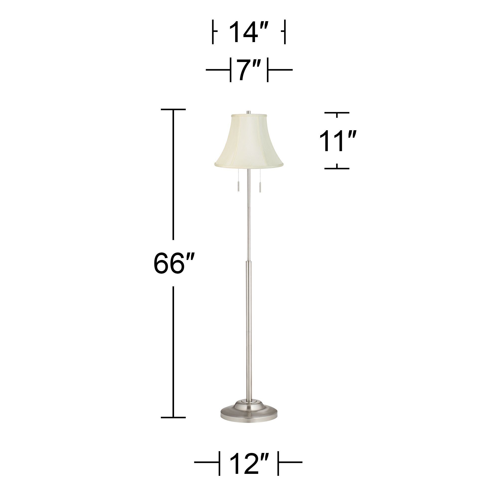 Image 6 360 Lighting Abba 66" Creme Bell and Nickel Pull Chain Floor Lamp more views