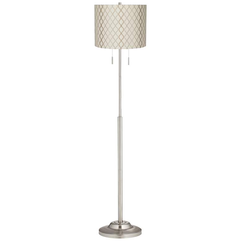 Image 2 360 Lighting Abba 66 inch Embroidered Hourglass Shade Nickel Floor Lamp