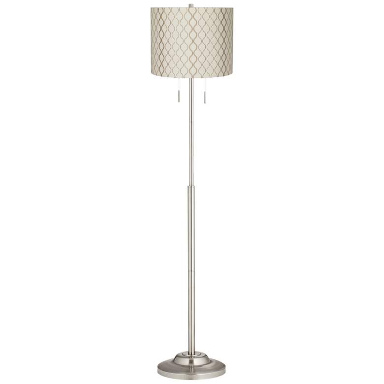 Image 2 360 Lighting Abba 66" Embroidered Hourglass Shade Nickel Floor Lamp