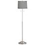 360 Lighting Abba 66" Gray Silk and Nickel Pull Chain Floor Lamp