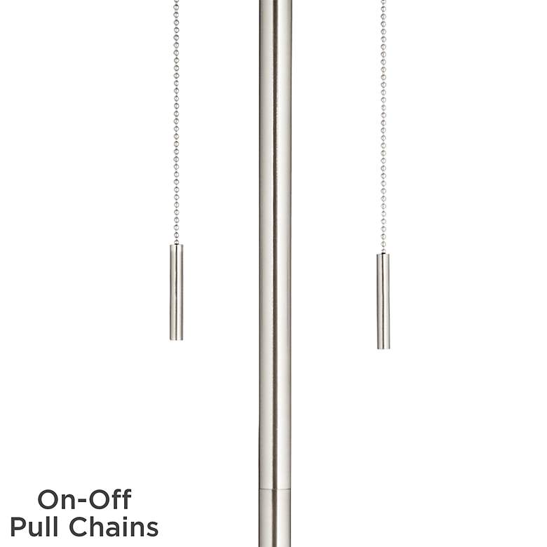 Image 2 360 Lighting Abba 66 inch Gray Silk and Nickel Pull Chain Floor Lamp more views