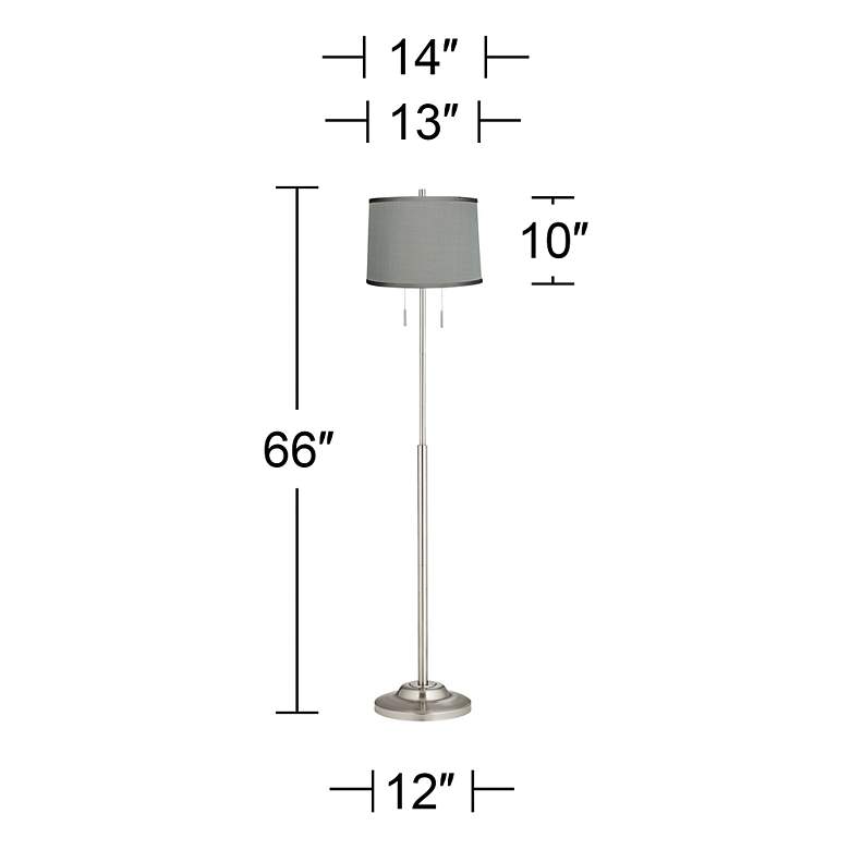 Image 4 360 Lighting Abba 66" Gray Silk and Nickel Pull Chain Floor Lamp more views