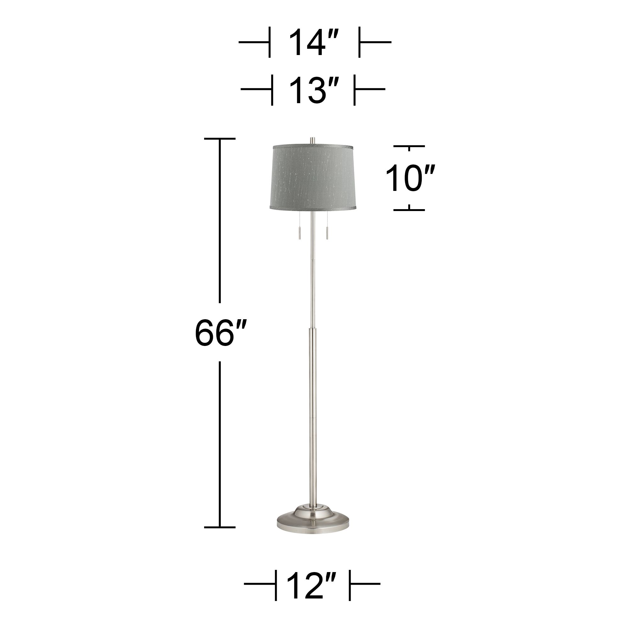 Image 5 360 Lighting Abba 66" Gray Silk and Nickel Pull Chain Floor Lamp more views