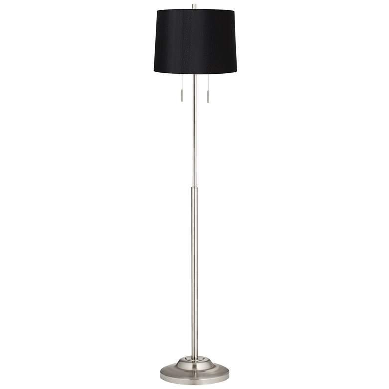 Image 1 360 Lighting Abba 66" High Black Drum Twin Pull Chain Floor Lamp