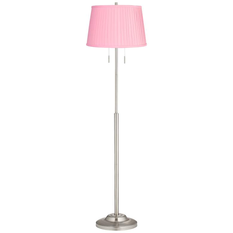 Image 1 360 Lighting Abba 66" High Bright Pink Pleated Shade Floor Lamp
