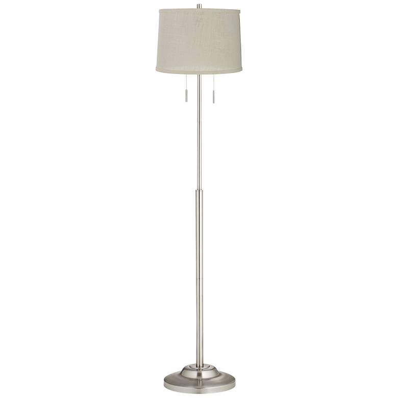 Image 1 360 Lighting Abba 66 inch High Cream and Nickel Twin Pull Chain Floor Lamp