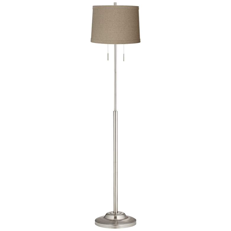 Image 1 360 Lighting Abba 66" High Natural Linen Twin Pull Chain Floor Lamp