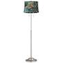 2_360 Lighting Abba 66" High Peacock Print Twin Pull Chain Floor Lamp