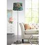 1_360 Lighting Abba 66" High Peacock Print Twin Pull Chain Floor Lamp
