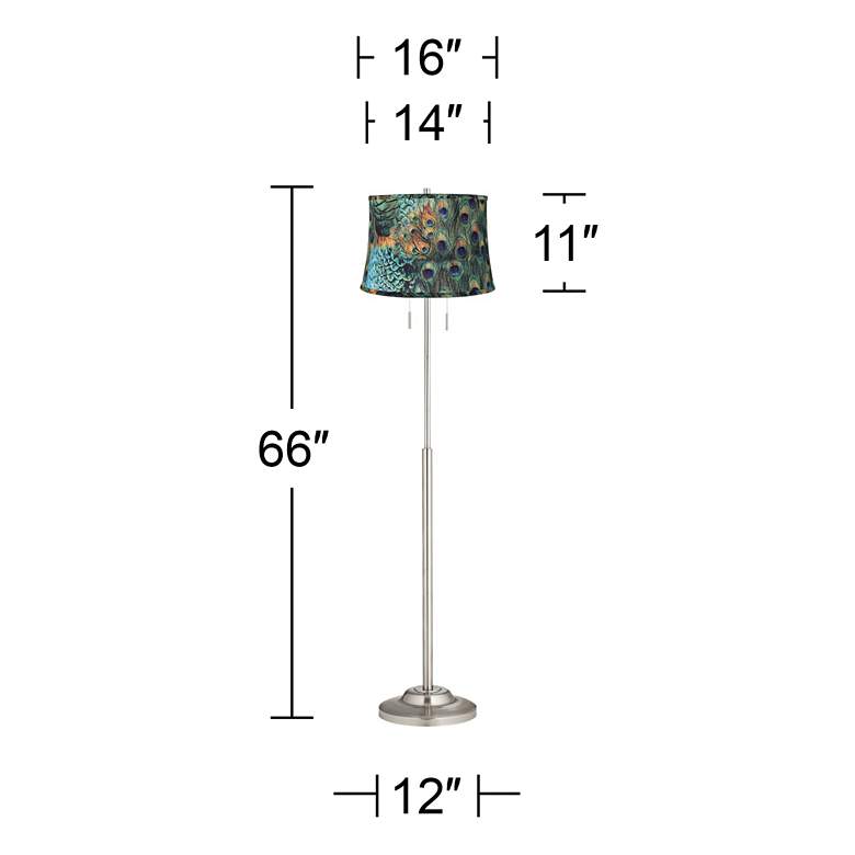 Image 3 360 Lighting Abba 66" High Peacock Print Twin Pull Chain Floor Lamp more views