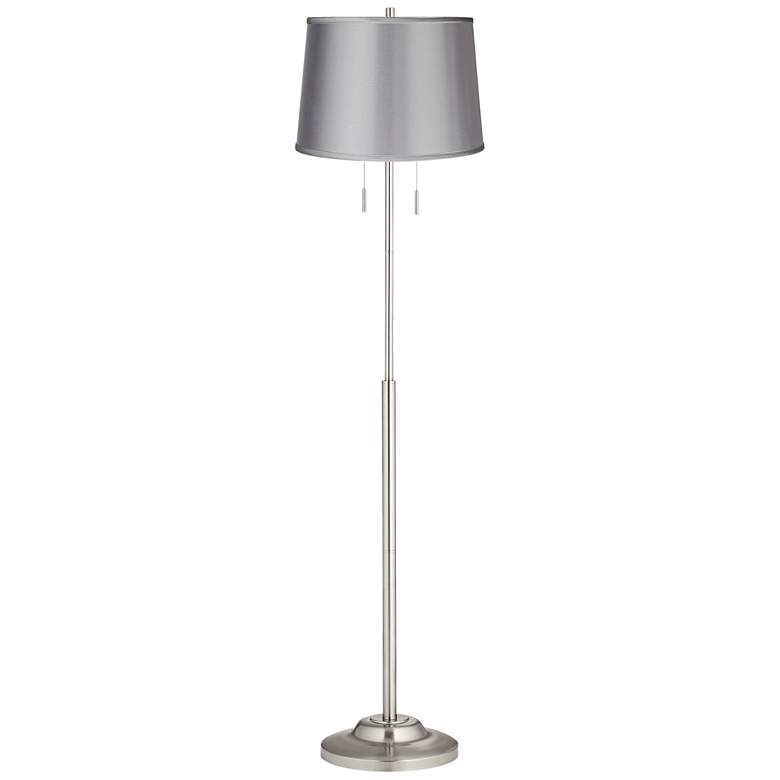 Image 1 360 Lighting Abba 66" High Satin Light Gray Twin Pull Chain Floor Lamp