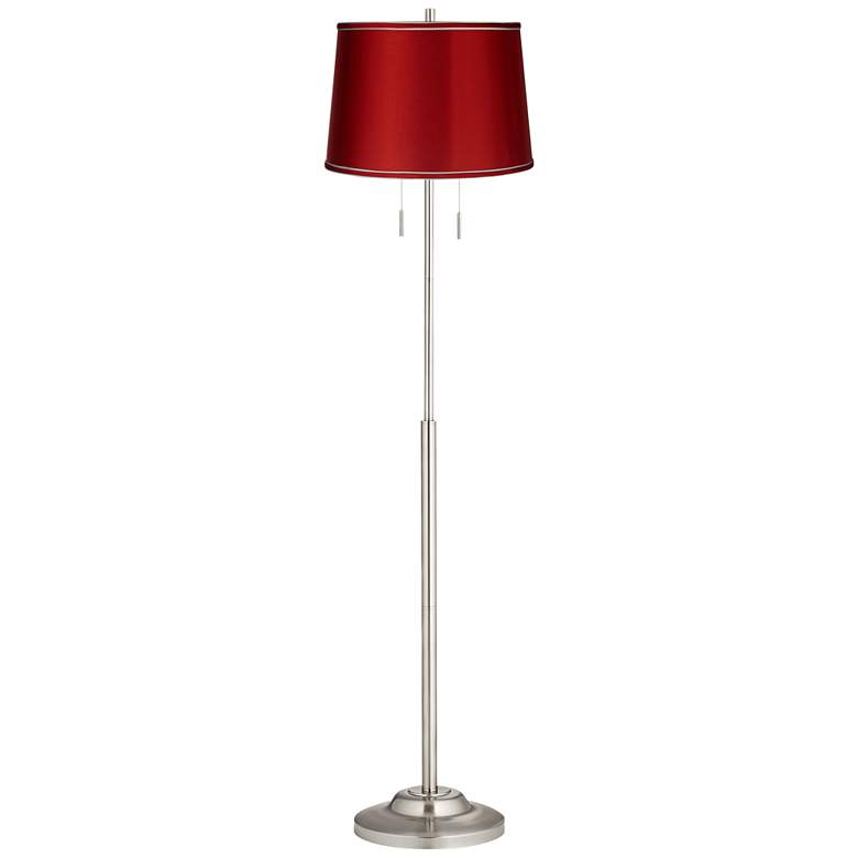 Image 1 360 Lighting Abba 66" High Satin Red Twin Pull Chain Floor Lamp