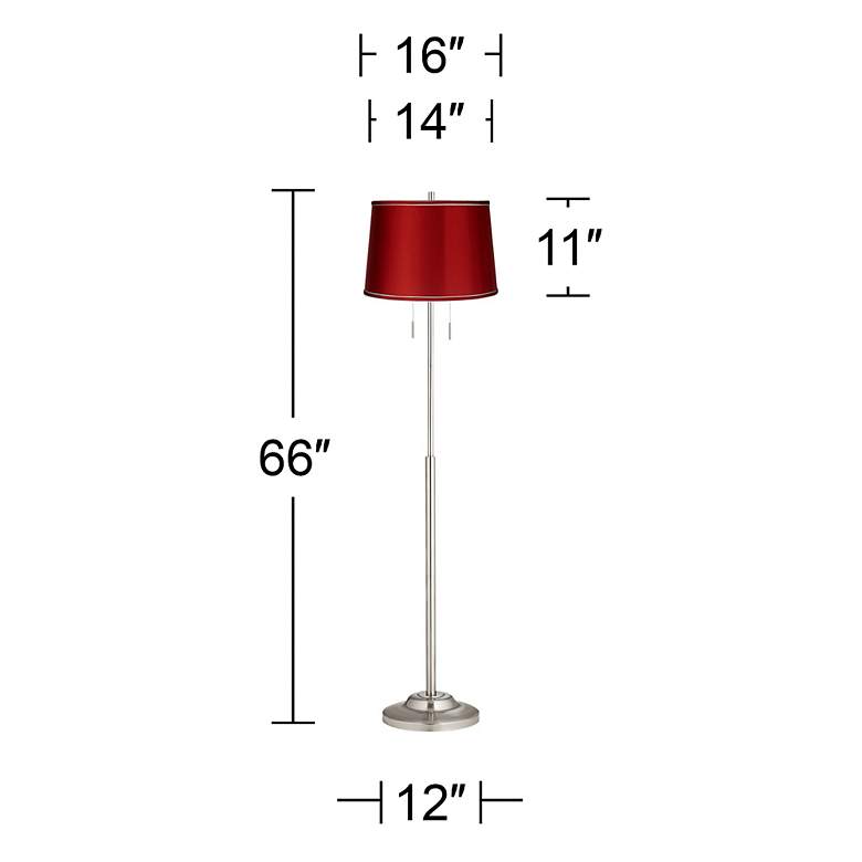 Image 4 360 Lighting Abba 66" High Satin Red Twin Pull Chain Floor Lamp more views