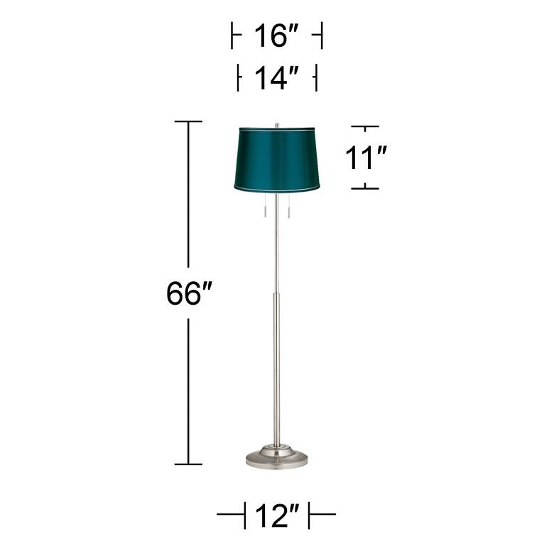 Image 3 360 Lighting Abba 66" High Satin Teal Blue Pull Chain Floor Lamp more views