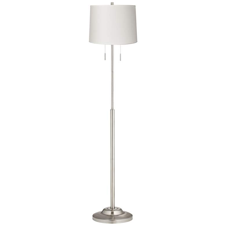 Image 2 360 Lighting Abba 66 inch High White Drum Twin Light Pull Chain Floor Lamp
