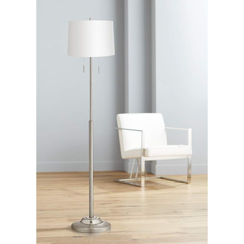Image 1 360 Lighting Abba 66" High White Shade Twin Pull Chain Floor Lamp