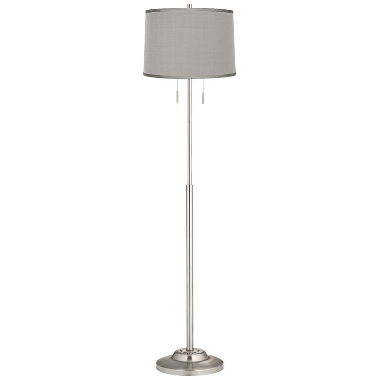 Image 1 360 Lighting Abba 66 inch Platinum Gray Shade Twin Pull Chain Floor Lamp