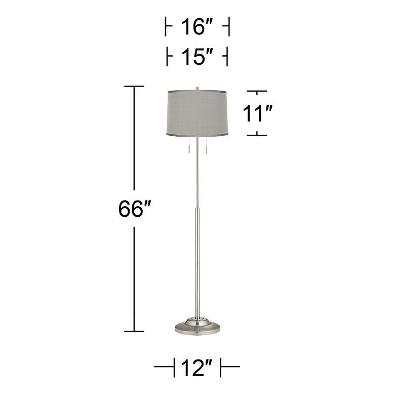 Image 4 360 Lighting Abba 66" Platinum Gray Shade Twin Pull Chain Floor Lamp more views