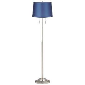 Image2 of 360 Lighting Abba 66" Satin Blue Modern Pull Chain Floor Lamp