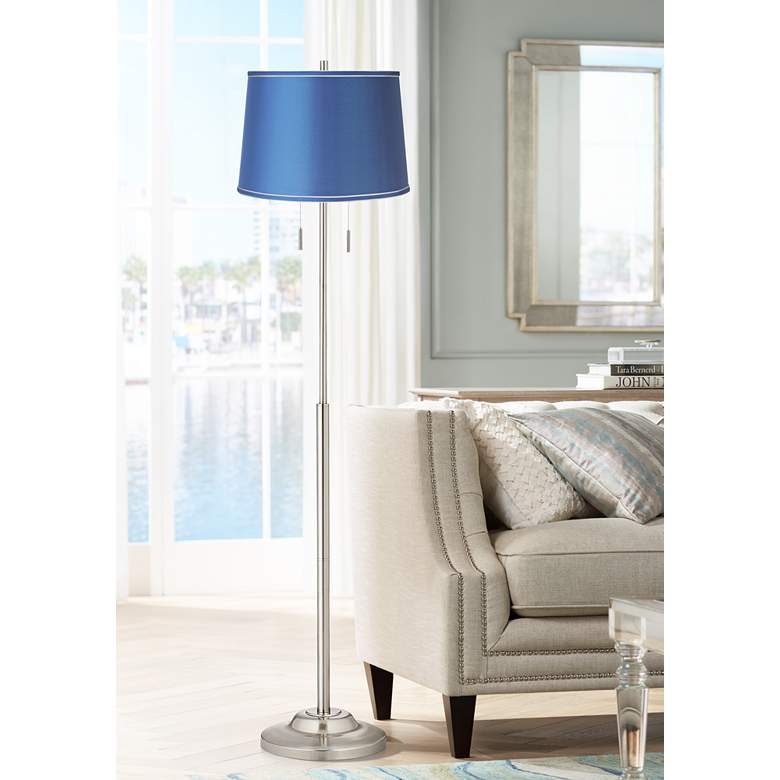 Image 1 360 Lighting Abba 66" Satin Blue Modern Pull Chain Floor Lamp