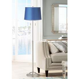 Image1 of 360 Lighting Abba 66" Satin Blue Modern Pull Chain Floor Lamp