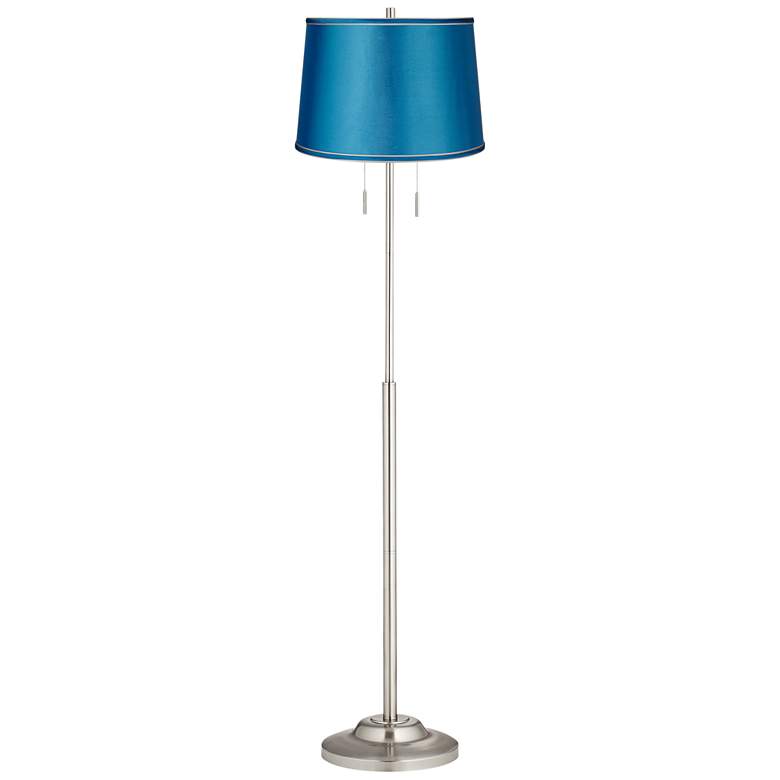 Image 1 360 Lighting Abba 66" Satin Nickel Ocean Blue Twin Pull Floor Lamp