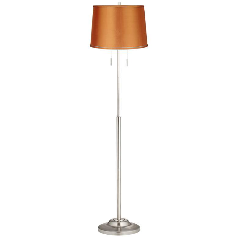 Image 1 360 Lighting Abba 66" Satin Orange and Nickel Pull Chain Floor Lamp