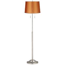 Image1 of 360 Lighting Abba 66" Satin Orange and Nickel Pull Chain Floor Lamp