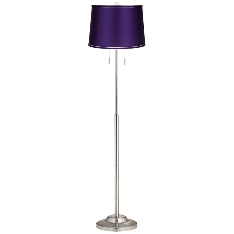 Image 1 360 Lighting Abba 66" Satin Purple and Nickel Pull Chain Floor Lamp
