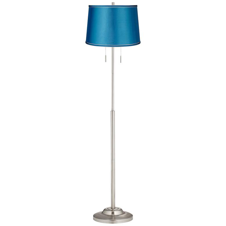Image 1 360 Lighting Abba 66" Satin Turquoise Twin Pull Chain Floor Lamp