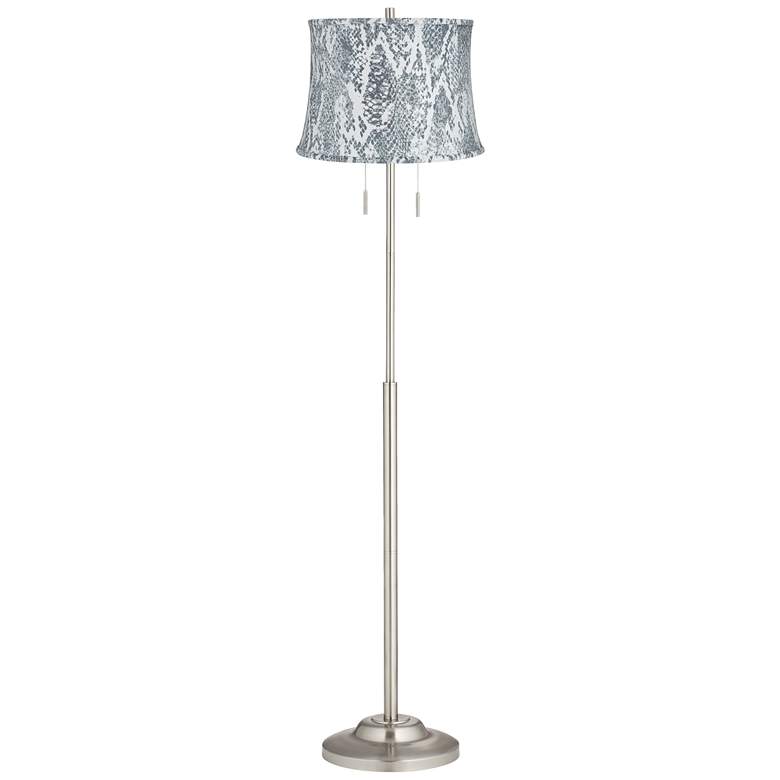 Image 1 360 Lighting Abba 66 inch Velvet Gray Shade Twin Pull Chain Floor Lamp