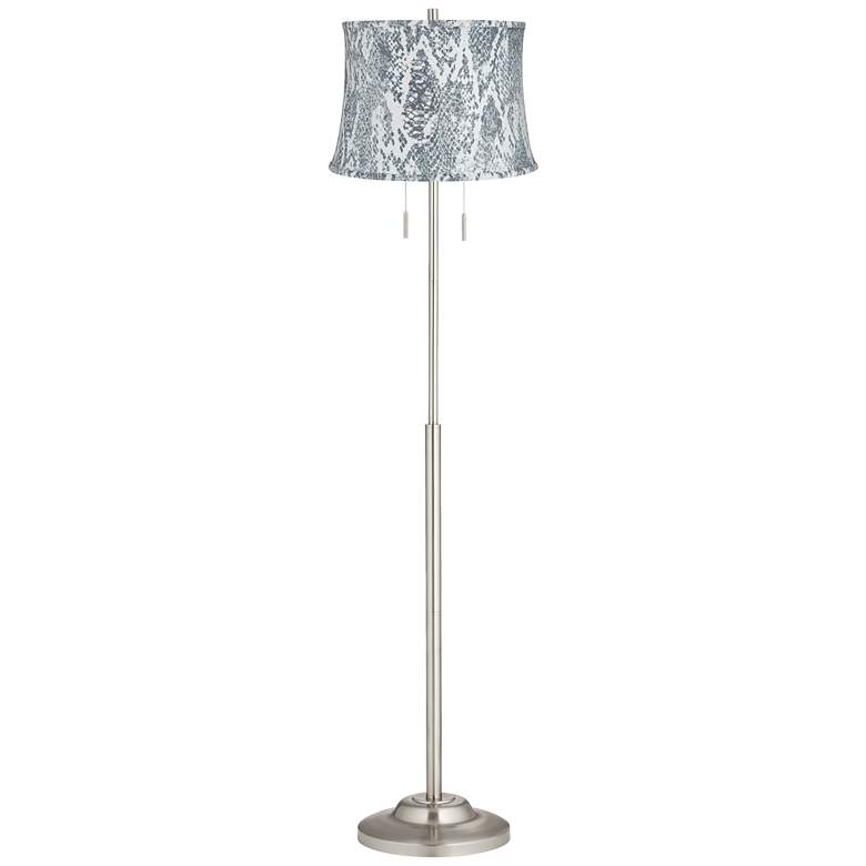 Image 1 360 Lighting Abba 66" Velvet Gray Shade Twin Pull Chain Floor Lamp