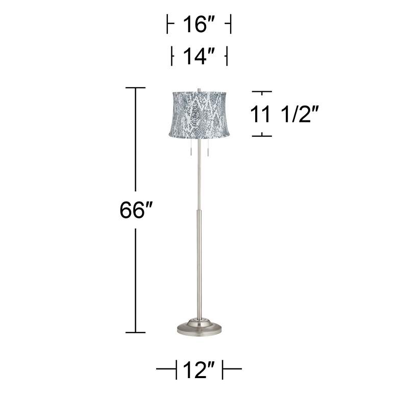 Image 2 360 Lighting Abba 66" Velvet Gray Shade Twin Pull Chain Floor Lamp more views