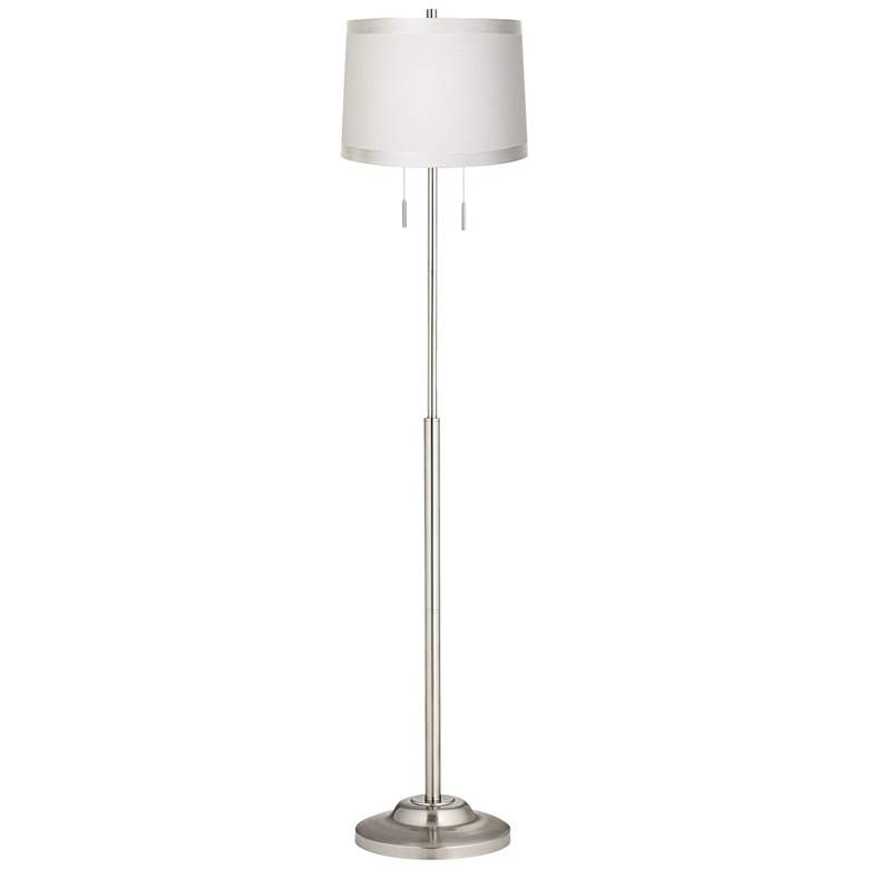 Image 2 360 Lighting Abba 66 inch White Drum Shade Brushed Nickel Floor Lamp